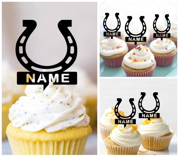 Ta0776 Lucky Horseshoe Cupcake Toppers Acrylique De Mariage Joyeux Anniversaire Pour Gateau Partie Decoration 10 Pieces