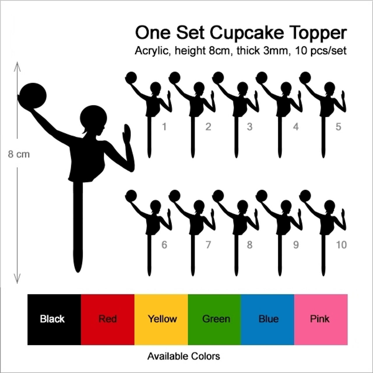 Ta1005 Water Polo Sport Female Cupcake Toppers Acrylique De Mariage Joyeux Anniversaire Pour Gateau Partie Decoration