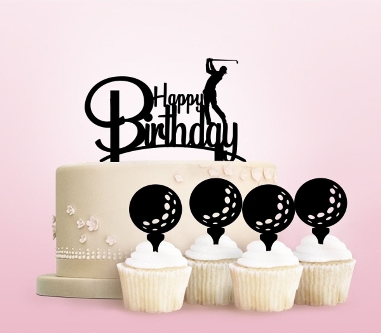 Tc0245 Happy Birthday Golf Cake Cupcake Toppers Acrylique De Mariage Joyeux Pour Gateau Partie Decoration 11