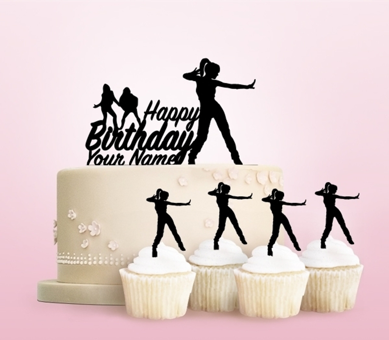 Tc0257 Happy Birthday Hip Hop Female Dance Cake Cupcake Toppers Acrylique De Mariage Joyeux Pour Gateau