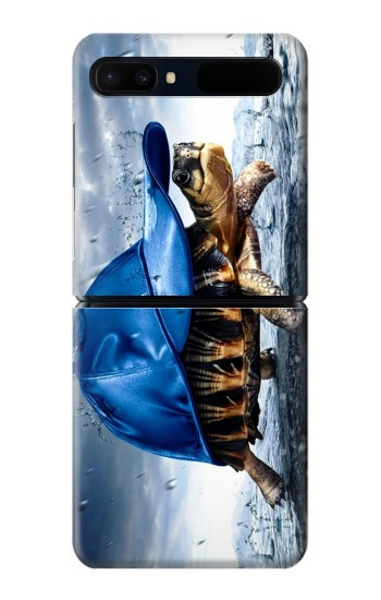 S0084 Tortue sous la pluie Etui Coque Housse pour Samsung Galaxy Z Flip 5G