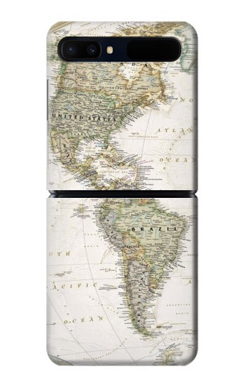 S0604 Carte du monde Etui Coque Housse pour Samsung Galaxy Z Flip 5G