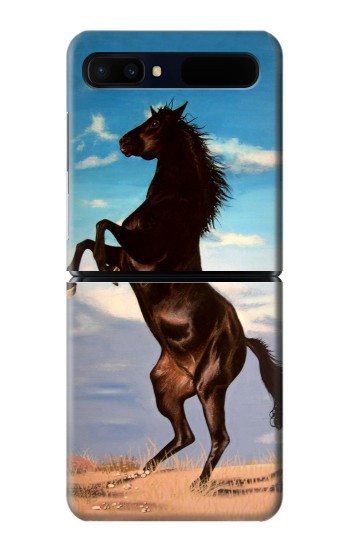 S0934 Sauvage Black Horse Etui Coque Housse pour Samsung Galaxy Z Flip 5G