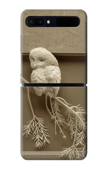 S1386 Sculpture papier Chouette Etui Coque Housse pour Samsung Galaxy Z Flip 5G
