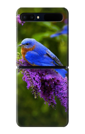S1565 Oiseau bleu de bonheur Bleu Oiseau Etui Coque Housse pour Samsung Galaxy Z Flip 5G