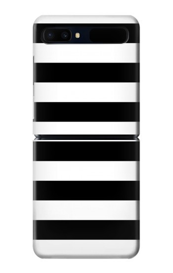 S1596 Noir et blanc rayé Etui Coque Housse pour Samsung Galaxy Z Flip 5G