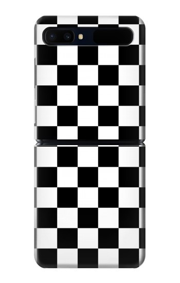 S1611 Échiquier Damier Noir Blanc Etui Coque Housse pour Samsung Galaxy Z Flip 5G