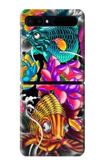 S1630 Poissons japonais Oriental Tatouage Etui Coque Housse pour Samsung Galaxy Z Flip 5G