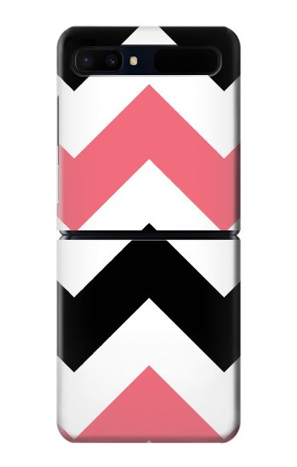S1849 Rose Noir Chevron Zigzag Etui Coque Housse pour Samsung Galaxy Z Flip 5G