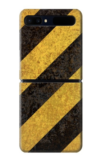 S2231 Noir et Jaune Ligne de risque rayé Etui Coque Housse pour Samsung Galaxy Z Flip 5G
