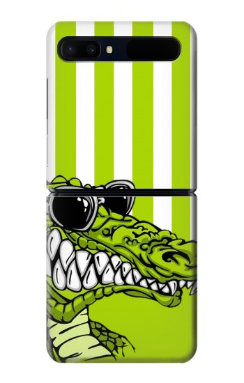 S2323 Crocodile vert drôle d'alligator Etui Coque Housse pour Samsung Galaxy Z Flip 5G