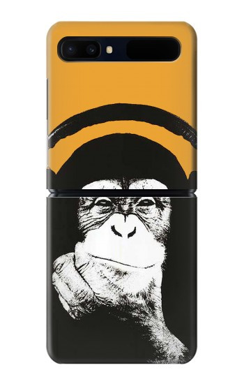 S2324 Singe drôle avec casque Pop Musique Etui Coque Housse pour Samsung Galaxy Z Flip 5G