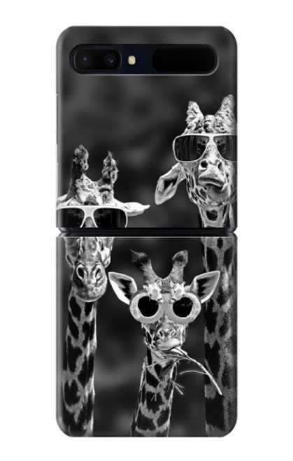 S2327 Girafes avec lunettes de soleil Etui Coque Housse pour Samsung Galaxy Z Flip 5G