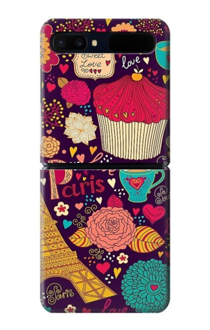 S2353 Paris Dessin Motif de Millésime Etui Coque Housse pour Samsung Galaxy Z Flip 5G