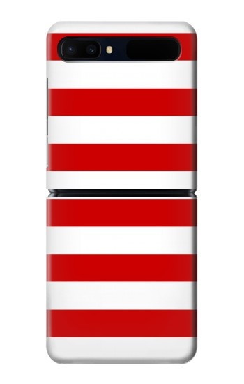 S2364 Rouge et blanc rayé Etui Coque Housse pour Samsung Galaxy Z Flip 5G