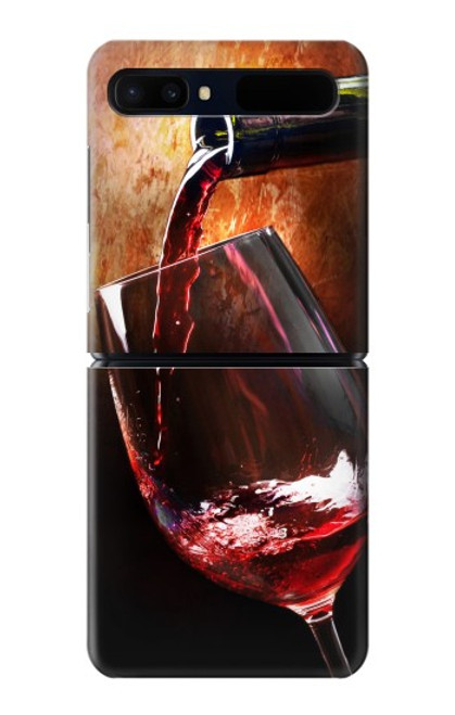 S2396 Rouge Bouteille de vin et le verre Etui Coque Housse pour Samsung Galaxy Z Flip 5G