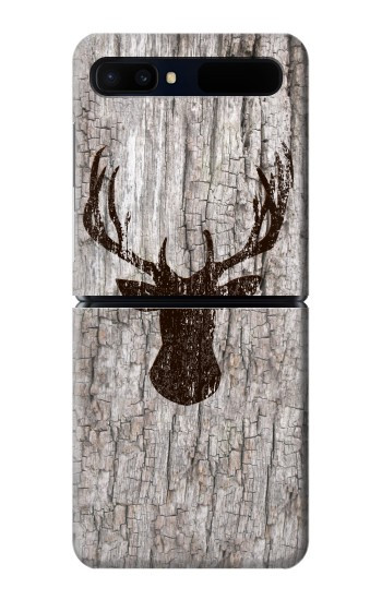 S2505 Tête de Renne Vieux bois Texture graphique Etui Coque Housse pour Samsung Galaxy Z Flip 5G