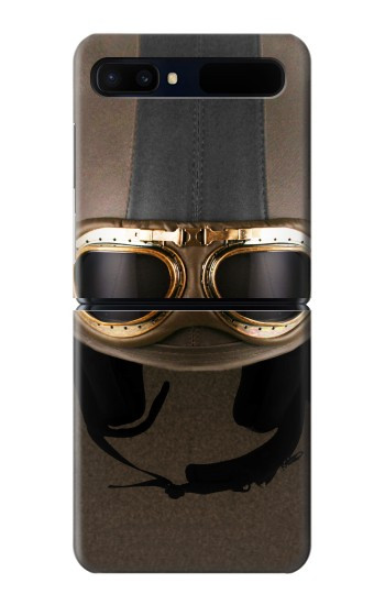 S2645 Lunettes millésimé Casque de moto marron Etui Coque Housse pour Samsung Galaxy Z Flip 5G