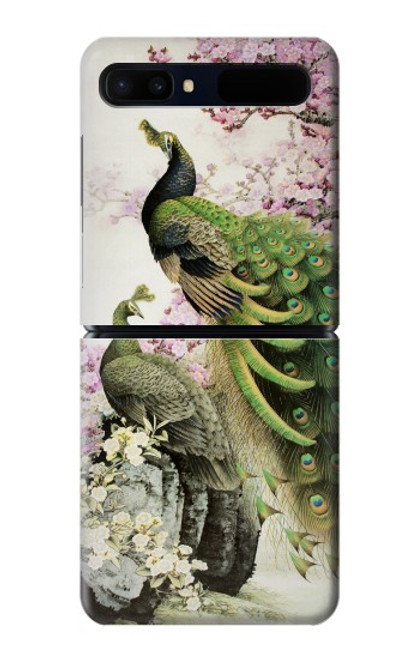 S2773 Paon Peinture brosse chinoise Etui Coque Housse pour Samsung Galaxy Z Flip 5G