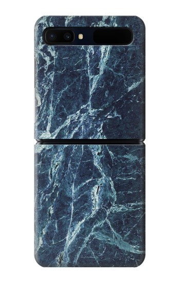 S2799 Lumière Bleu Marbre Pierre Imprimé Graphique Etui Coque Housse pour Samsung Galaxy Z Flip 5G