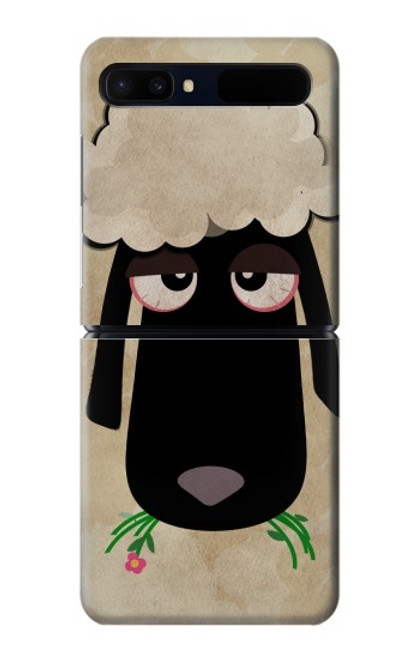 S2826 Mignon Noir Sheep Dormir Dessin Etui Coque Housse pour Samsung Galaxy Z Flip 5G