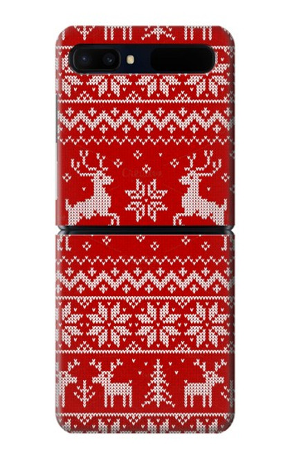 S2835 Renne Motif Tricoté Noël Etui Coque Housse pour Samsung Galaxy Z Flip 5G