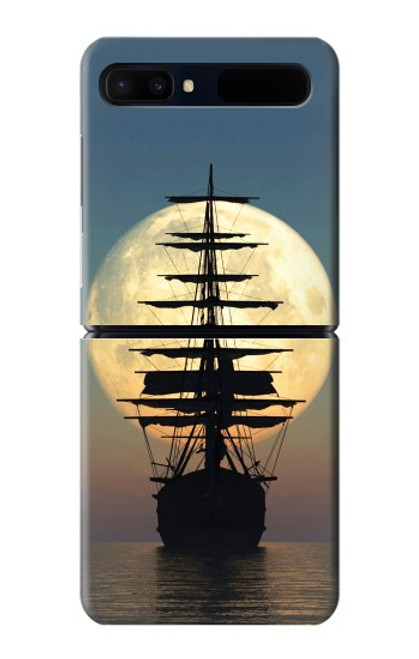 S2897 Pirate Ship Lune Nuit Etui Coque Housse pour Samsung Galaxy Z Flip 5G