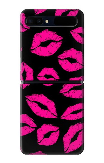 S2933 Bisous Rose Lips sur Noir Etui Coque Housse pour Samsung Galaxy Z Flip 5G