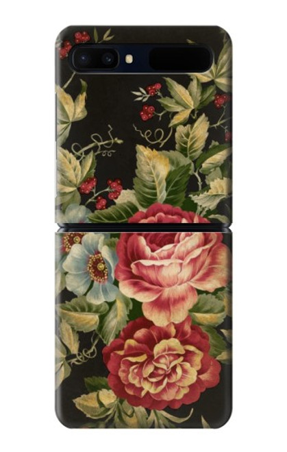 S3013 Roses Antique Millésime Etui Coque Housse pour Samsung Galaxy Z Flip 5G