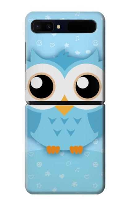 S3029 Bleu mignon Chouette Etui Coque Housse pour Samsung Galaxy Z Flip 5G