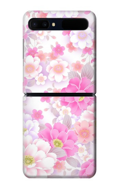 S3036 Flore de fleur rose douce Etui Coque Housse pour Samsung Galaxy Z Flip 5G