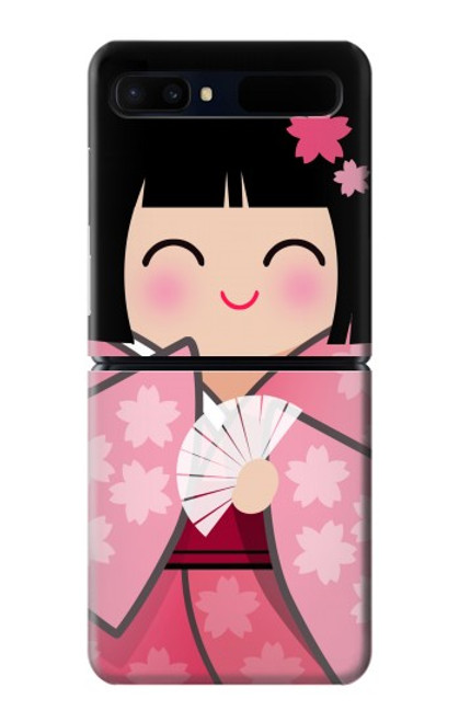 S3042 Japon fille Hina Sakura Kimono Poupée Etui Coque Housse pour Samsung Galaxy Z Flip 5G