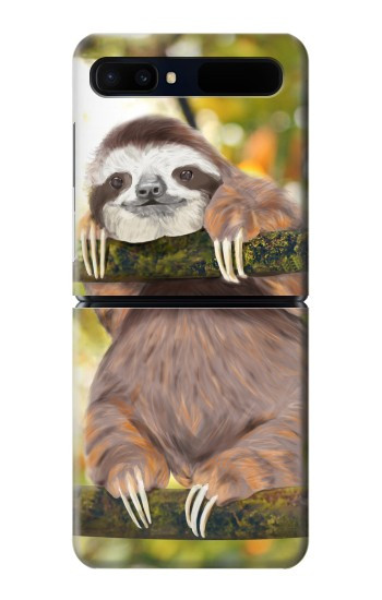 S3138 Peinture mignon bébé Sloth Etui Coque Housse pour Samsung Galaxy Z Flip 5G
