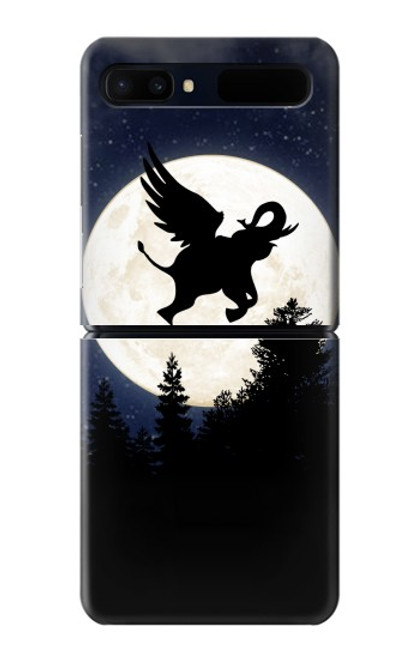 S3323 Voler l'Eléphant Nuit de pleine lune Etui Coque Housse pour Samsung Galaxy Z Flip 5G