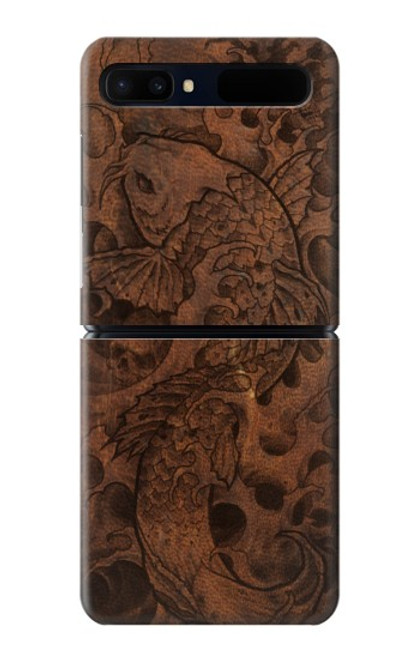 S3405 Graphique poisson Tatouage cuir Imprimer Etui Coque Housse pour Samsung Galaxy Z Flip 5G