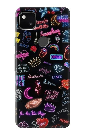 S3433 Néon graphique millésimé Etui Coque Housse pour Google Pixel 4a