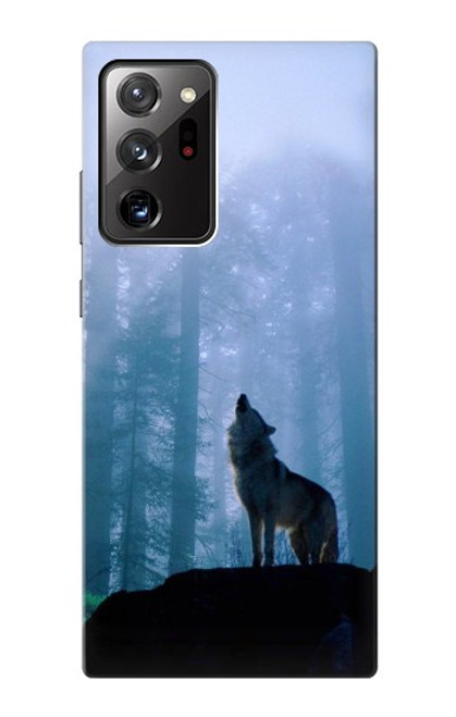 S0935 Loup Hurlant dans la forêt Etui Coque Housse pour Samsung Galaxy Note 20 Ultra, Ultra 5G