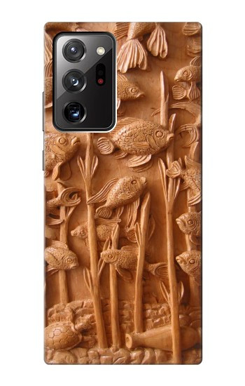 S1307 Poissons Sculpture sur bois imprimé graphique Etui Coque Housse pour Samsung Galaxy Note 20 Ultra, Ultra 5G