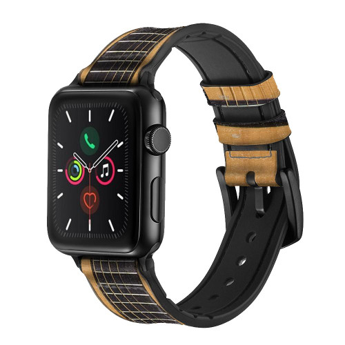 CA0001 Acoustic Guitar Leather & Silicone Smart Watch Band Strap For Apple Watch iWatch