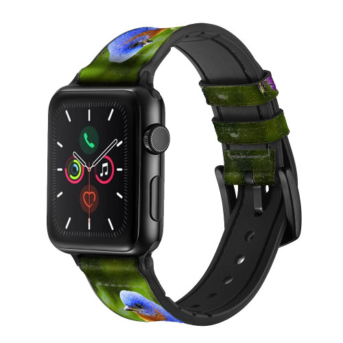 CA0174 Bluebird of Happiness Blue Bird Leather & Silicone Smart Watch Band Strap For Apple Watch iWatch