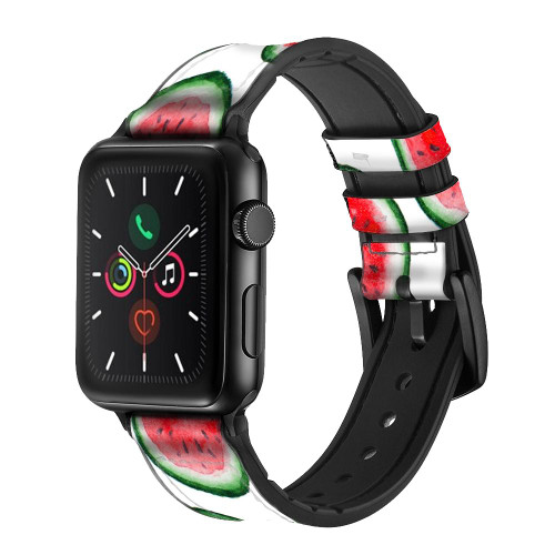 CA0628 Watermelon Pattern Leather & Silicone Smart Watch Band Strap For Apple Watch iWatch