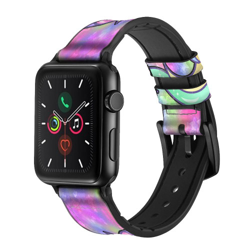 CA0643 Pastel Unicorn Leather & Silicone Smart Watch Band Strap For Apple Watch iWatch