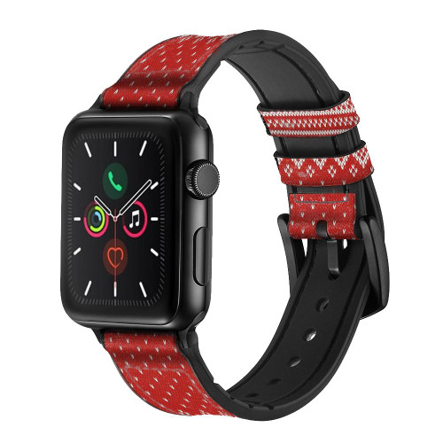 CA0688 Winter Seamless Knitting Pattern Leather & Silicone Smart Watch Band Strap For Apple Watch iWatch