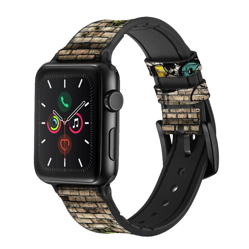 CA0697 Graffiti Wall Leather & Silicone Smart Watch Band Strap For Apple Watch iWatch