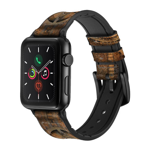 CA0704 Clock Gear Steampunk Leather & Silicone Smart Watch Band Strap For Apple Watch iWatch