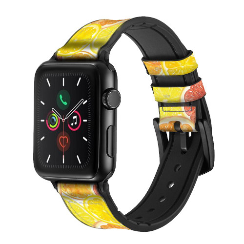 CA0711 Lemon Leather & Silicone Smart Watch Band Strap For Apple Watch iWatch