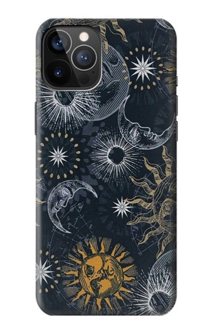 S3702 Lune et soleil Etui Coque Housse pour iPhone 12, iPhone 12 Pro