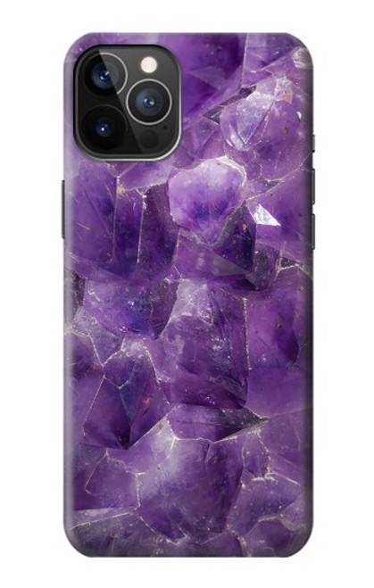 S3713 Graphique violet améthyste à quartz imprimé Etui Coque Housse pour iPhone 12, iPhone 12 Pro