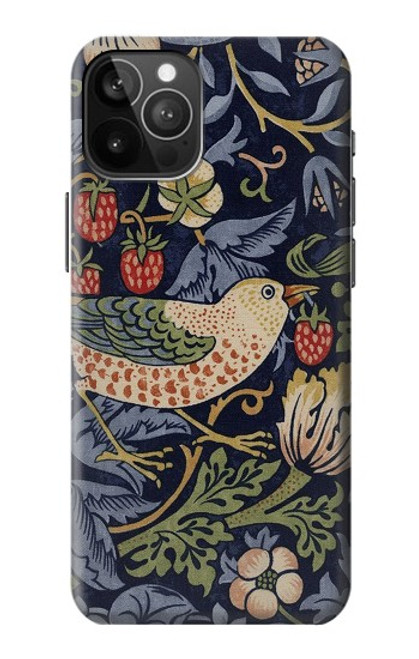 S3791 William Morris Strawberry Thief Fabric Etui Coque Housse pour iPhone 12 Pro Max