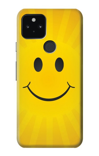 S1146 Sourire Soleil Jaune Etui Coque Housse pour Google Pixel 5